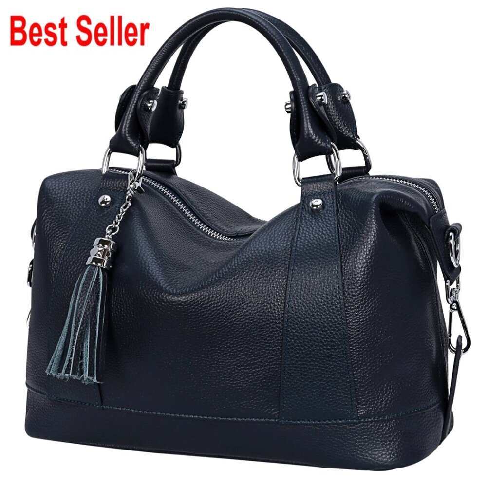 Genuine Leather Satchel Tote Crossbody Bag with Adjustable Strap